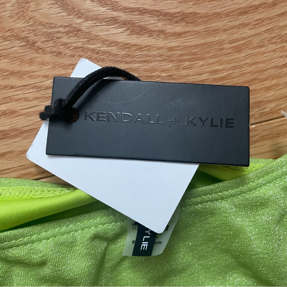 NWT Kendall + Kylie Baby Lime Glitter Metallic Triangle Bikini Bottoms sz M - Picture 5 of 6